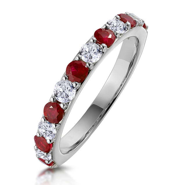 Ruby and 0.50ct Lab Diamond Asteria Eternity Ring in 9K White Gold